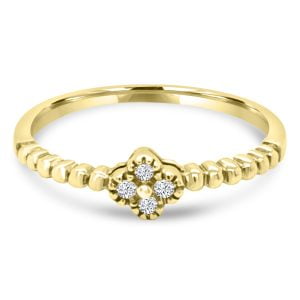 Anillo stackable de oro 14k en estilo flor de diamantes-OP1046A